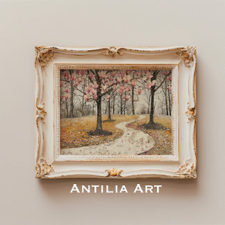 Poster Parc botanique de la mosaïque vintage Magnolia Blo