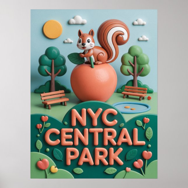 Poster Parc central de Nyc avec jeu d'écureuil (Devant)