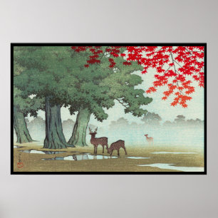 Poster Parc de Nara Hasui Kawase shin hanga paysage artis