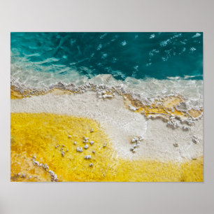 Poster Parc de Yellowstone Abstrait en Turquoise et Jaune