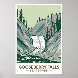 Poster Parc d'État de Gooseberry Falls Minnesota Vintage