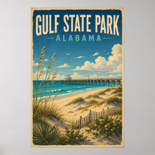 Poster Parc d'État de Gulf Alabama Illustration Art de vo