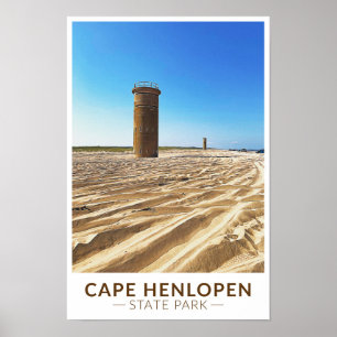 Poster Parc d'état du Cap Henlopen Aquarelle Delaware