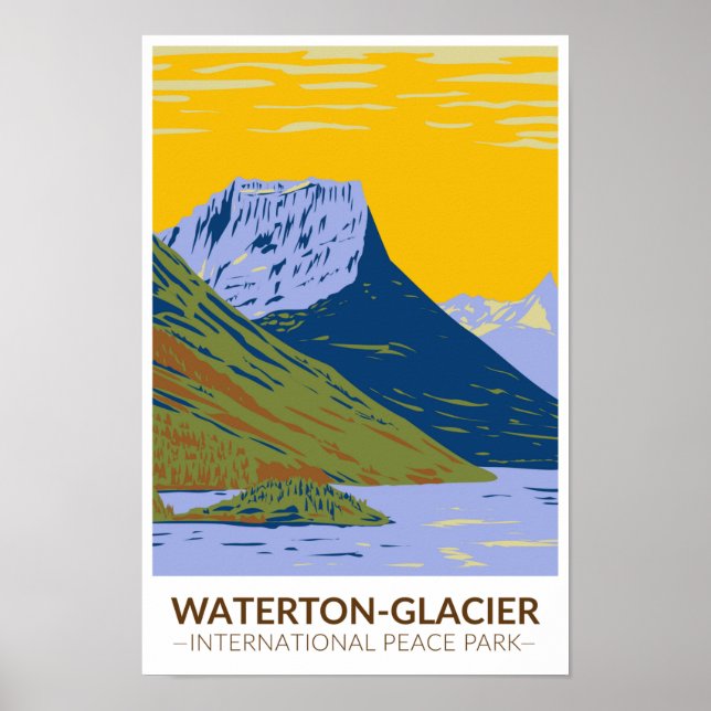 Poster Parc international de la paix Waterton-Glacier Vin (Devant)