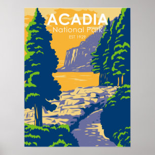 Poster Parc national Acadia Bar Harbour Ocean Path