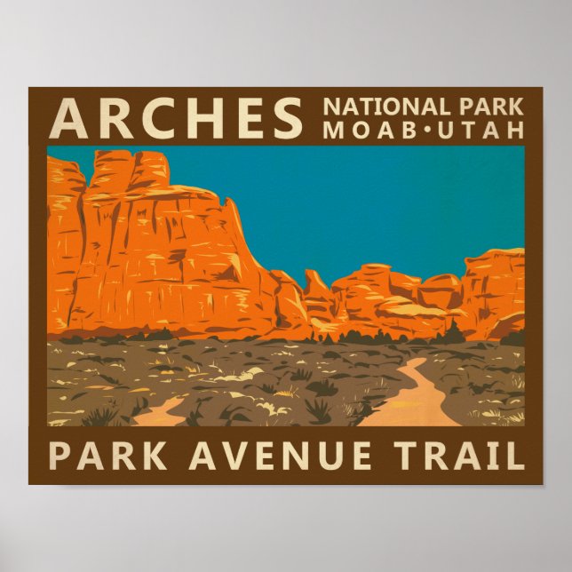 Poster Parc national Arches Utah Park Avenue Trail 2 (Devant)