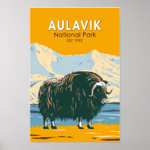 Poster Parc national Aulavik Vintage Muskox Canada