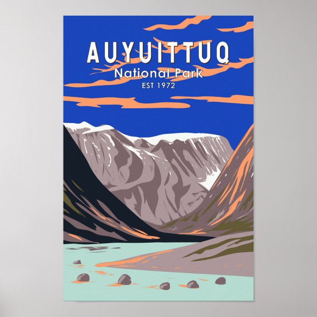 Poster Parc national Auyuittuq Canada Tourisme et art Vin (Devant)