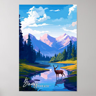 Poster Parc national Banff Illustration de voyage Canada