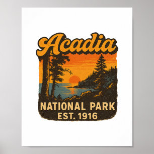 Poster Parc national d'Acadia Maine Lever de soleil Otter