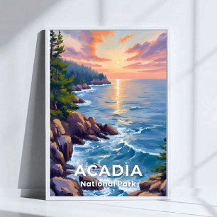 Poster Parc national d'Acadia Peinture de voyage dans l