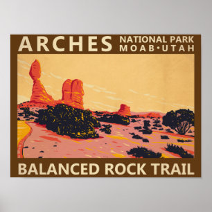 Poster Parc national d'Arches Utah Sentier de Balanced Ro