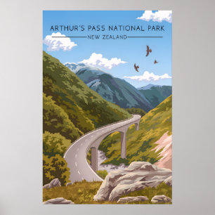 Poster Parc national d'Arthurs Pass Nouvelle-Zélande Voya