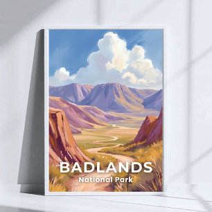 Poster Parc national de Badlands Dakota du Sud Art de voy