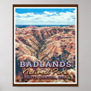 POSTER PARC NATIONAL DE BADLANDS - DAKOTA SUD USA