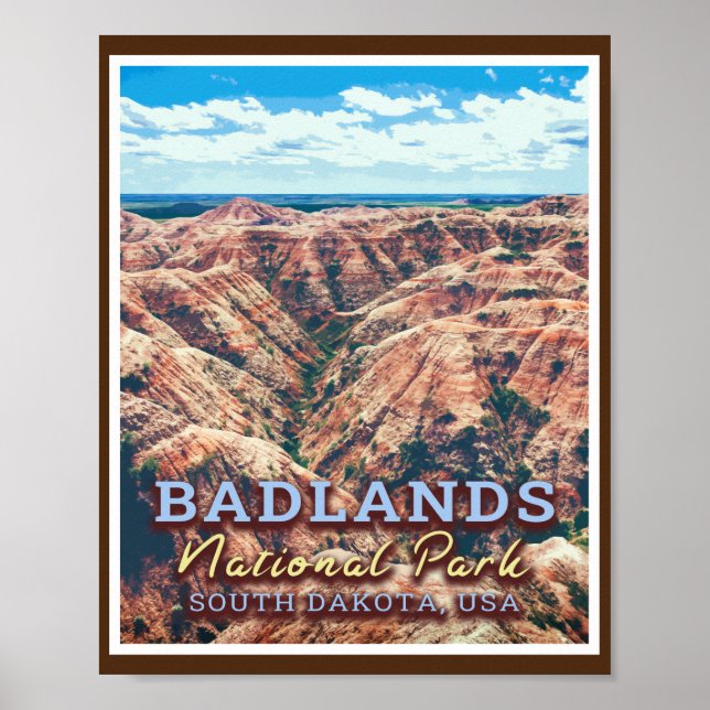 POSTER PARC NATIONAL DE BADLANDS - DAKOTA SUD USA (Devant)