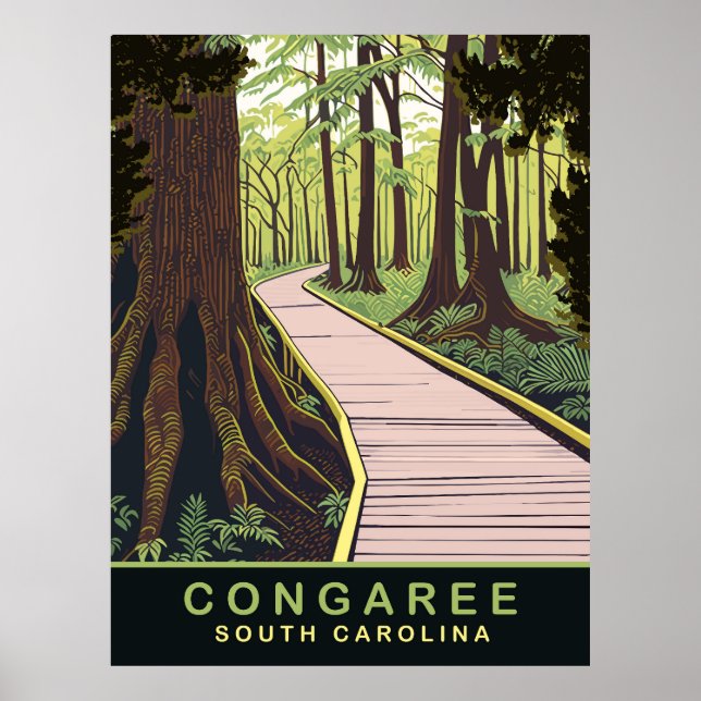 Poster Parc national de Congaree Caroline du Sud, Voyage (Devant)