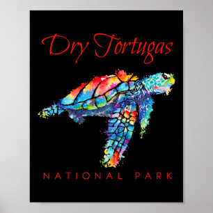 Poster Parc national de Dry Tortugas Aquarelle Tortue de