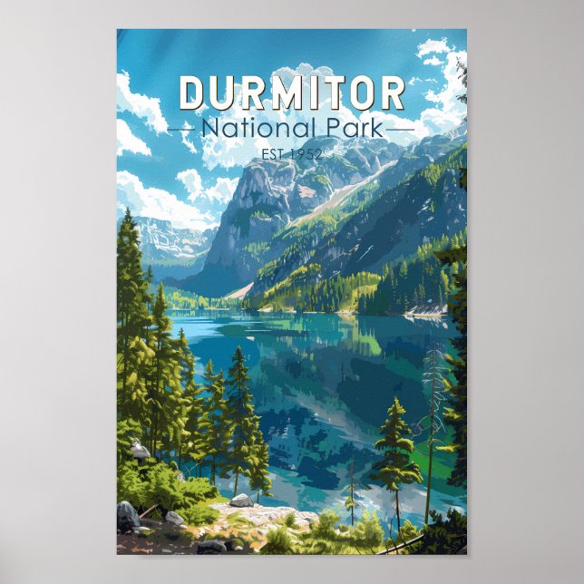 Poster Parc national de Durmitor Monténégro Art de voyage (Devant)