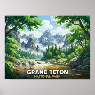 Poster Parc national de Grand Teton Paysage Anime