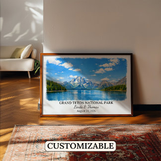 Poster Parc national de Grand Teton Wyoming, Aquarelle