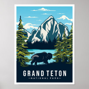Poster Parc national de Grand Teton Wyoming USA Voyage