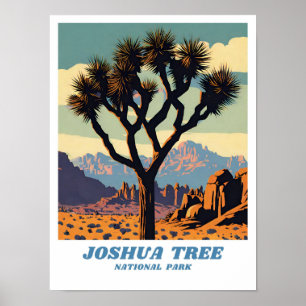 Poster Parc national de Joshua Tree illustration retro Sc