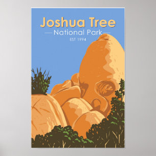 Poster Parc national de Joshua Tree Skull Rock Californie