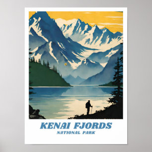 Poster Parc national de Kenai Fjords illustration retro A