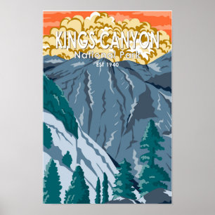 Poster Parc national de Kings Canyon Coucher de soleil Vi