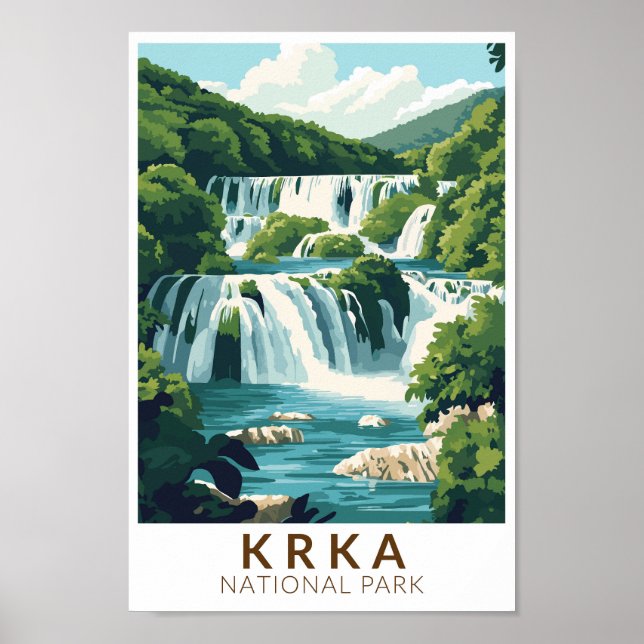 Poster Parc national de Krka Croatie Illustration Art de  (Devant)