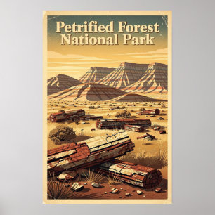Poster Parc national de la forêt pétrifiée Rétro