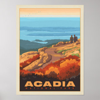 Poster Parc national de la montagne Cadillac Acadia, mini