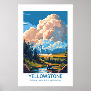 Poster Parc national de la pierre jaune Wyoming et Montan