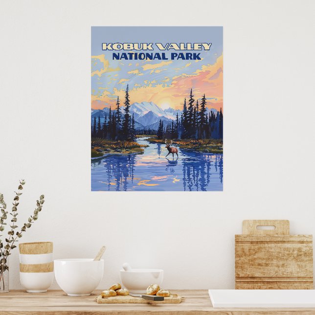 Poster Parc national de la vallée de Kobuk Alaska Caribou (Cuisine)