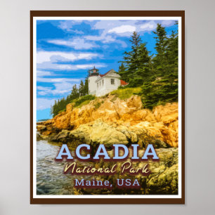 POSTER PARC NATIONAL DE L'ACADIE - MAINE USA - PORT DE BA