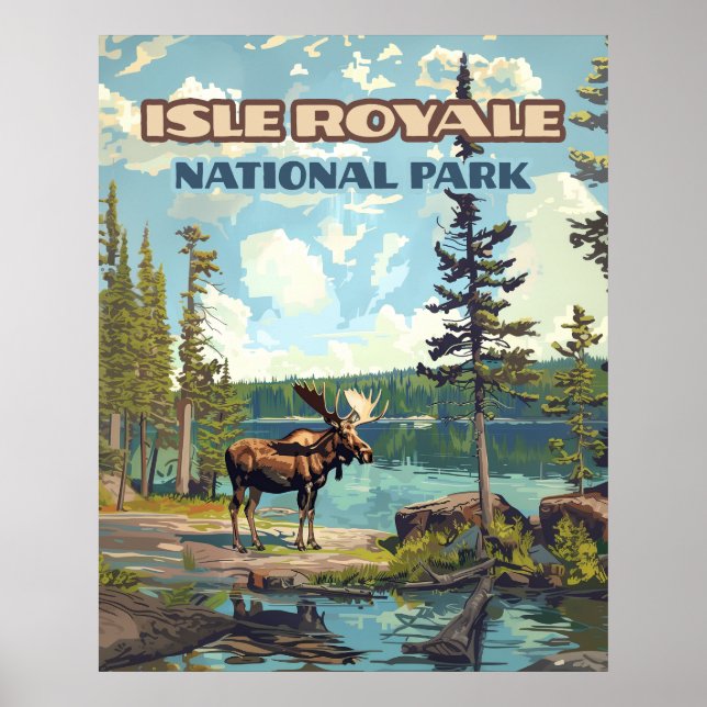 Poster Parc national de l'Isle Royale Lac Michigan (Devant)