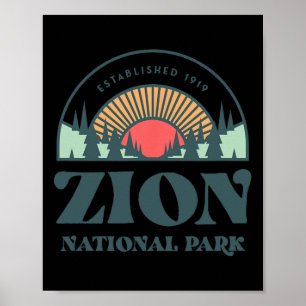 Poster Parc national de l'Utah Zion de style rétro