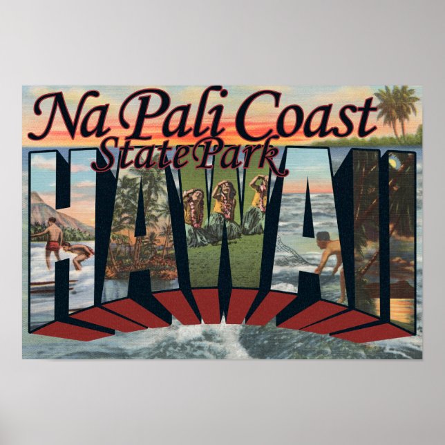 Poster Parc national de Na Pali Coast State Park, Hawaii (Devant)