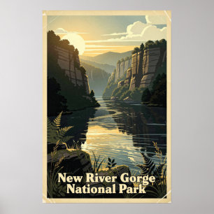 Poster Parc national de New River Gorge Rétro