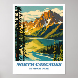 Poster Parc national de North Cascades illustration rétro