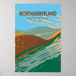 Poster Parc national de Northumberland Hadrians Mur Angle