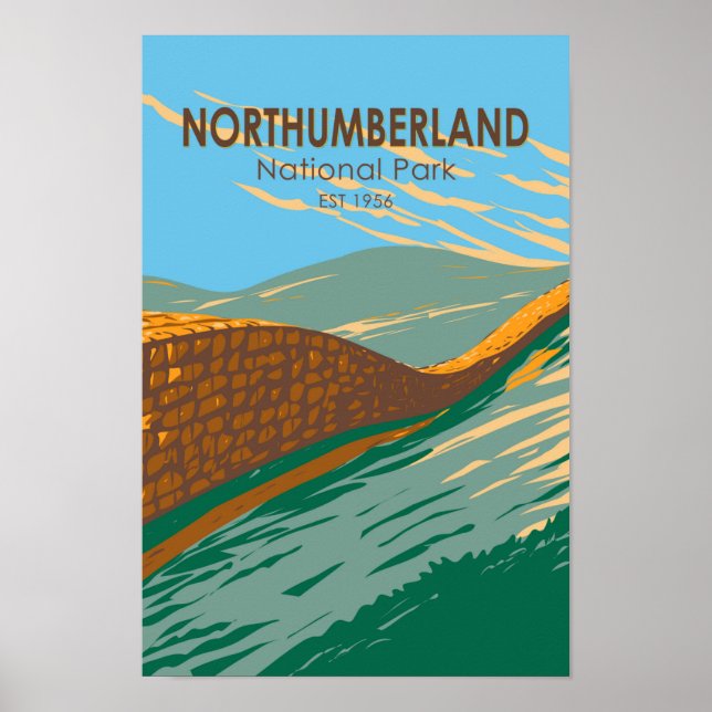 Poster Parc national de Northumberland Hadrians Mur Angle (Devant)