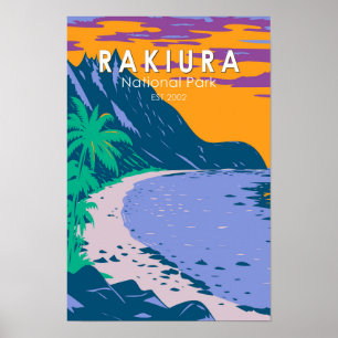 Poster Parc national de Rakiura Nouvelle-Zélande Vintage