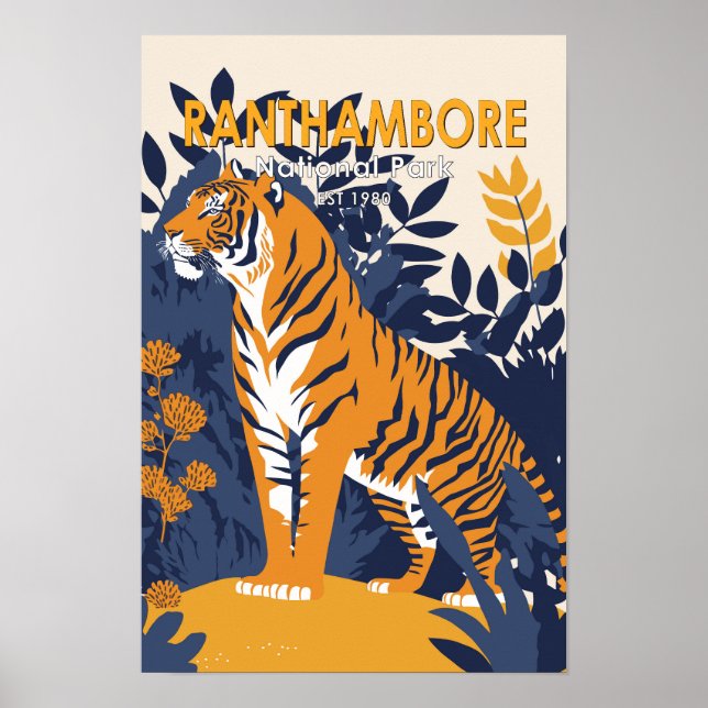 Poster Parc national de Ranthambore Inde Vintage (Devant)