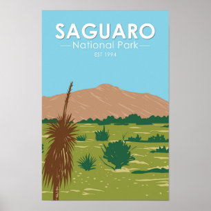 Poster Parc national de Saguaro Arizona Rincon Peak Vinta