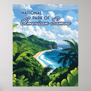 Poster Parc National de Samoa Américaines Plage Rainfores
