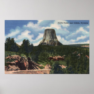 Poster Parc national de Teton, WY - la tour du diable
