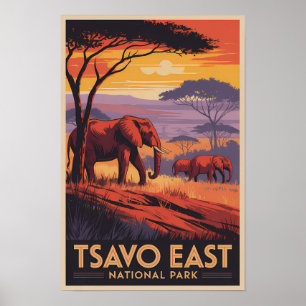 Poster Parc national de Tsavo Est Kenya Illustration Voya