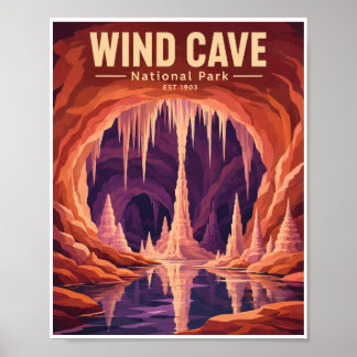 Poster Parc national de Wind Cave Voyage Rétro